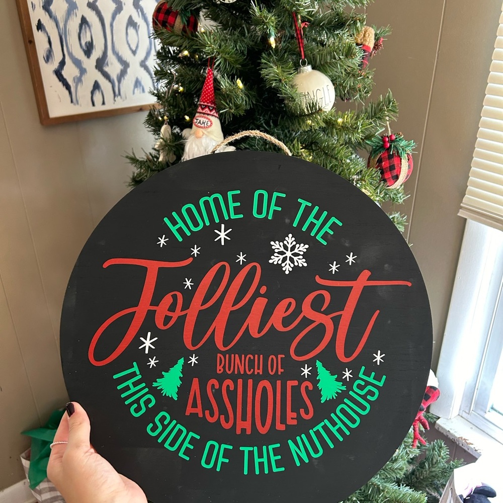Festive Holiday Sign - Black, Red, Green